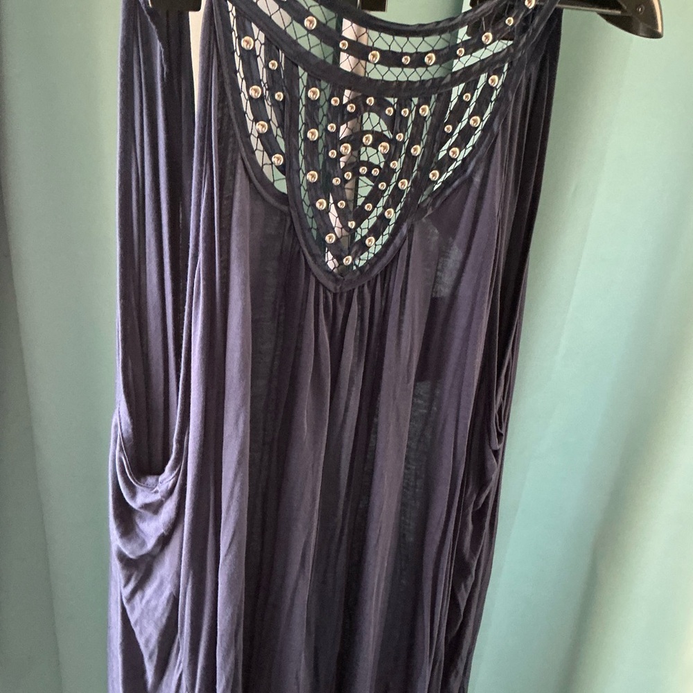 NWT Torrid  plus size 4 (24W) open embellished  Navy Blue long sleeveless  vest.